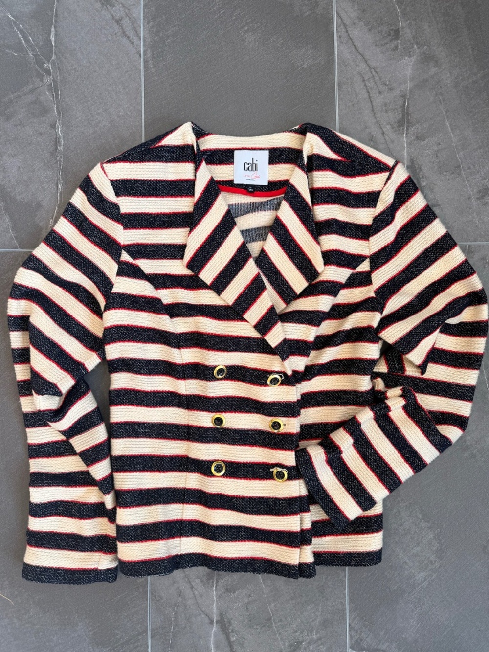 Cabi Cruise Jacket 5094 Striped Double Breasted Blazer
